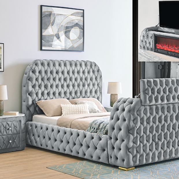 Natalia Bed Set with Fireplace and Tv Lift