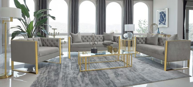 Eastbrook 3-piece Velvet Upholstered Tufted Sofa Set