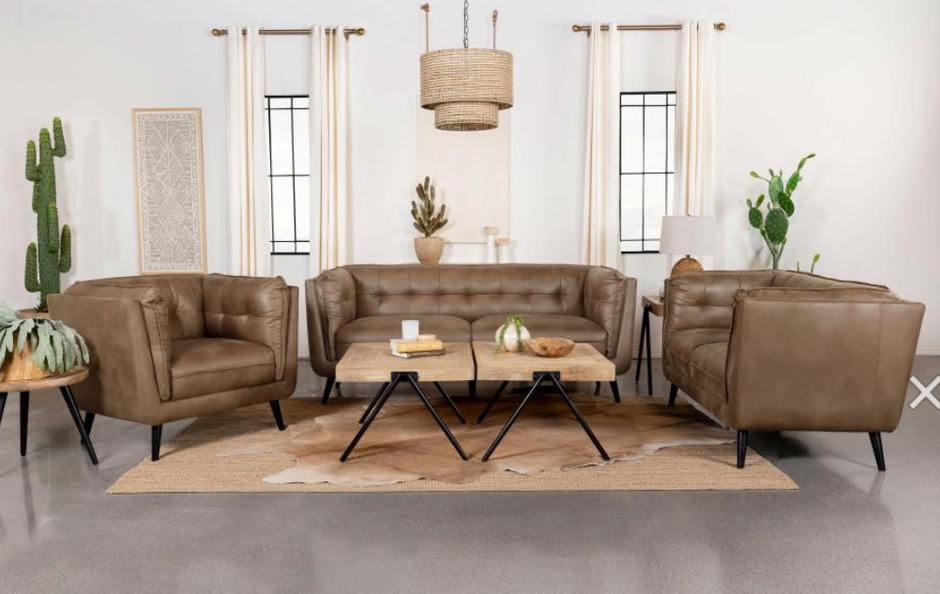Thatcher 3-piece Upholstered Tuxedo Arm Sofa Set