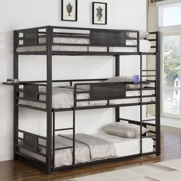Rogen Metal Twin Triple Bunk Bed