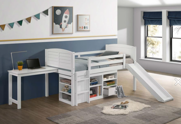 Millie Twin Workstation Loft Bed with 7-inch Mattress