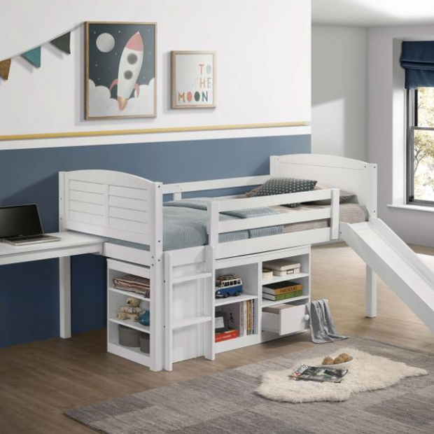 Millie Twin Workstation Loft Bed with 7-inch Mattress