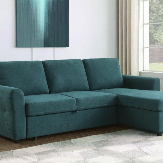 Samantha Upholstered Storage Sleeper Sectional Sofa
