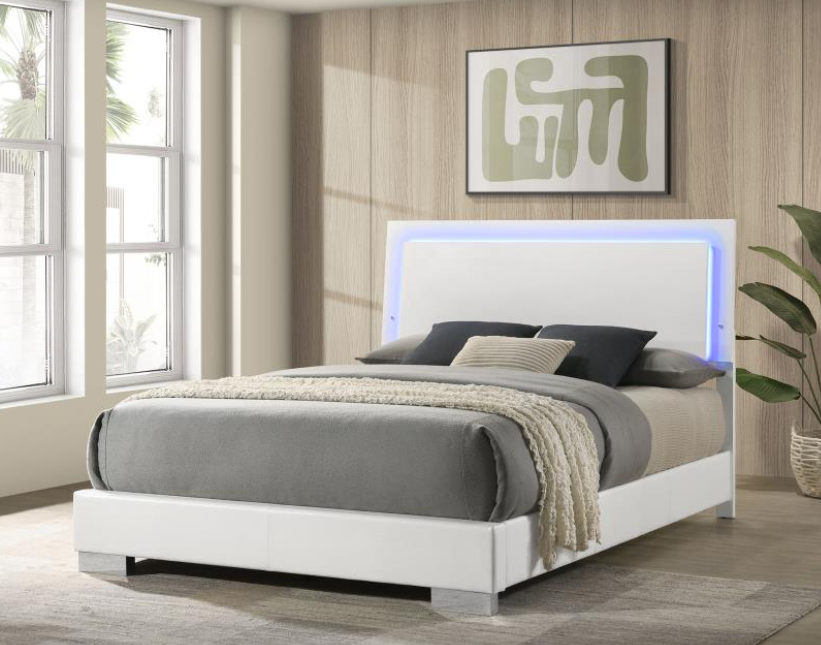 Felicity Wood Queen LED Panel Bed