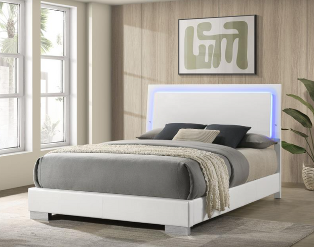 Felicity Wood Queen LED Panel Bed