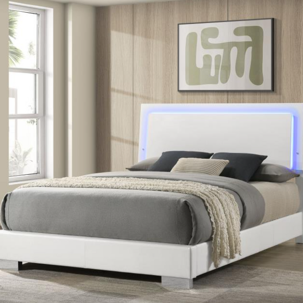 Felicity Wood Queen LED Panel Bed