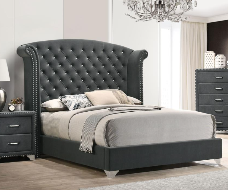 Melody Upholstered Queen Wingback Bed