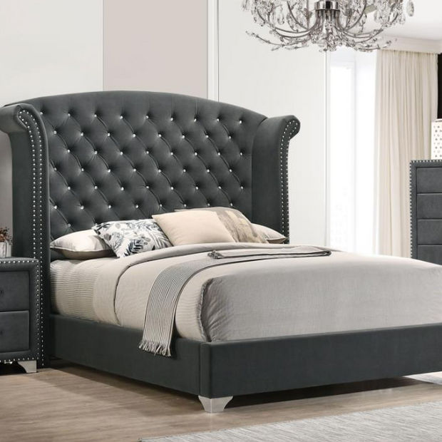 Melody Upholstered Queen Wingback Bed