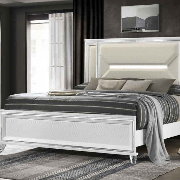 Marmore 64-inch Queen Panel Bed LED Headboard