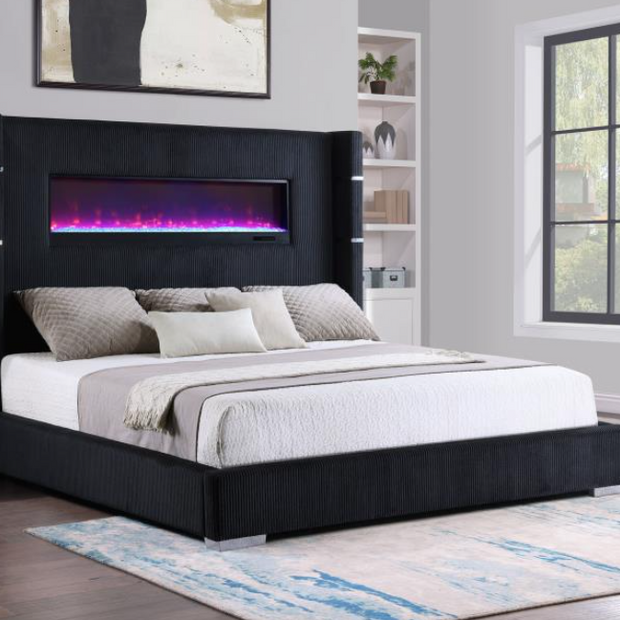 Tisdall Upholstered Queen Flame Visualizer Bed