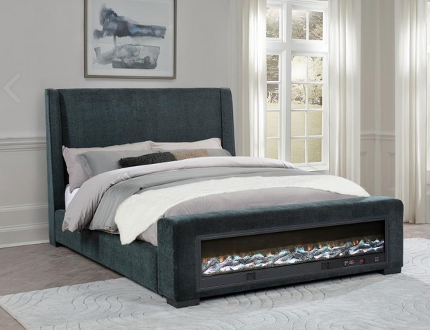 Preston Upholstered Queen Audio Flame Visualizer Bed
