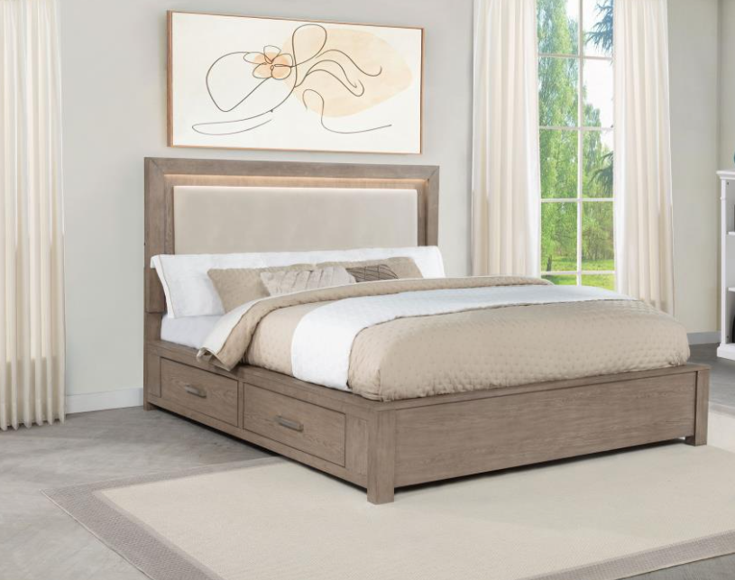 Kenora 56-inch Eastern King LED Storage Bed