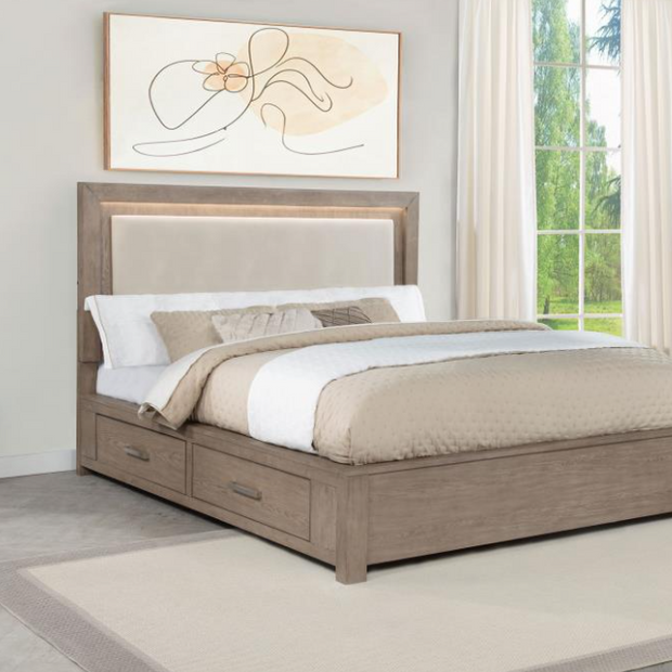 Kenora 56-inch Eastern King LED Storage Bed