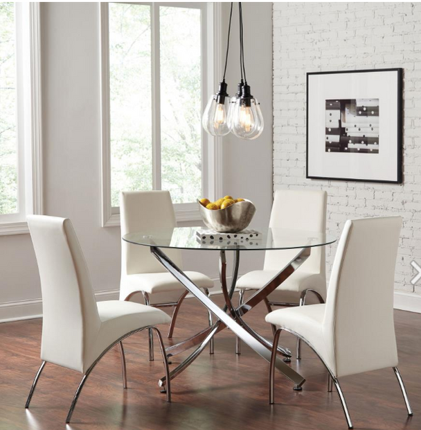 Beckham 5-piece Round Glass Top Dining Set