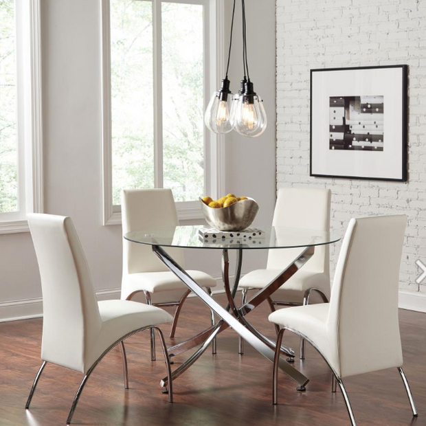 Beckham 5-piece Round Glass Top Dining Set