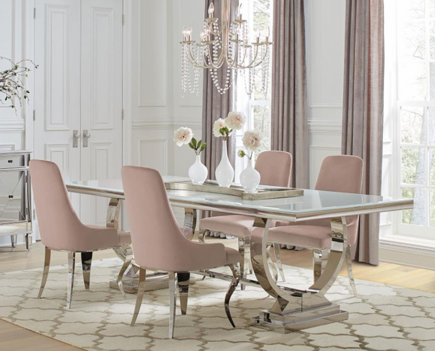 Antoine 5-piece Rectangular Glass Top Dining Table Set