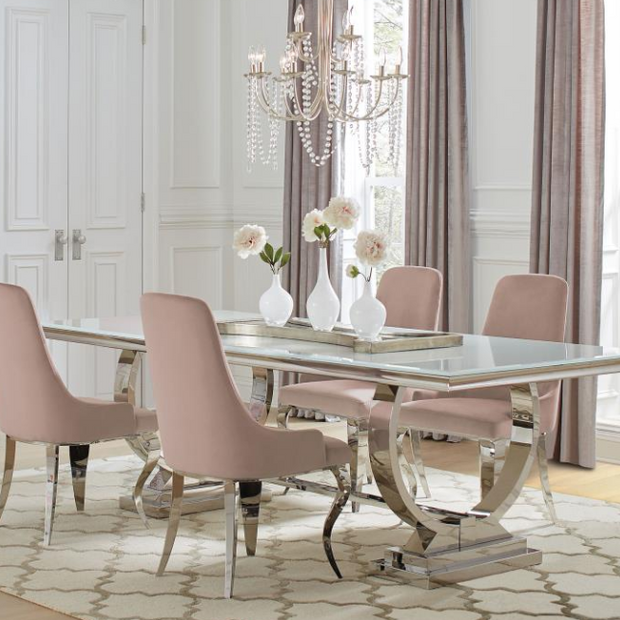 Antoine 5-piece Rectangular Glass Top Dining Table Set