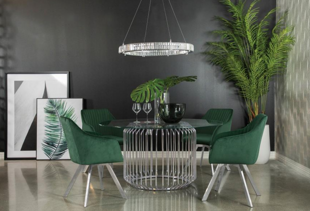 Veena 5-piece Round Glass Top Dining Table Set