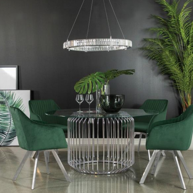 Veena 5-piece Round Glass Top Dining Table Set