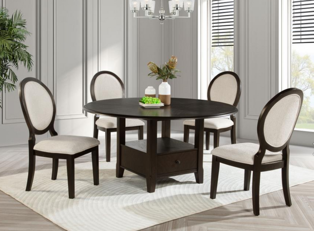 Twyla 5-piece 60-inch Round Wood Dining Table Set