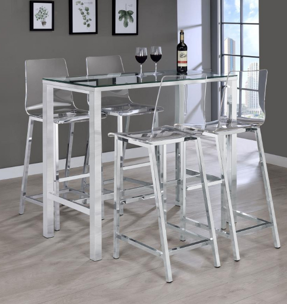 Tolbert 5-piece Bar Set with Acrylic Chairs