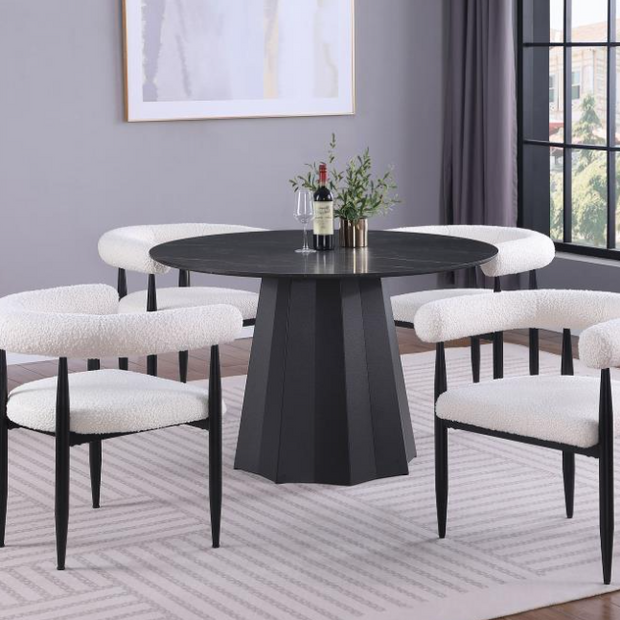 Camden 5-piece Round Faux Marble Top Dining Table Set