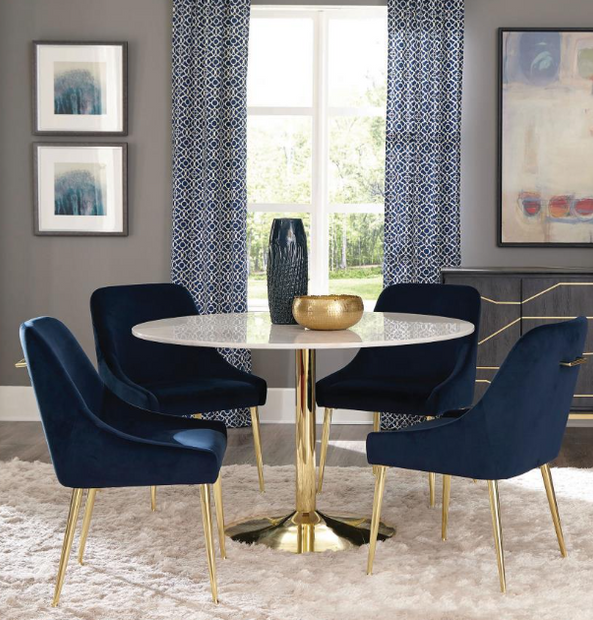 Kella 5-piece Round Marble Top Dining Set