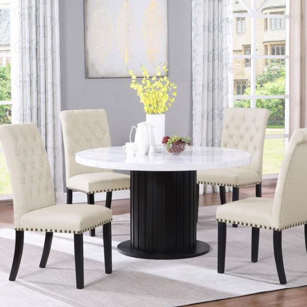 Sherry 5-piece Round Marble Top Dining Table Set
