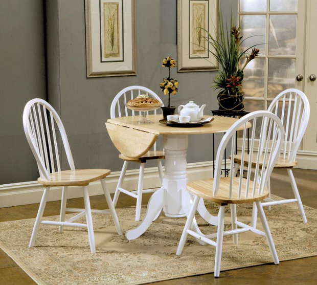 Allison 5-piece Round Drop Leaf Dining Table Set