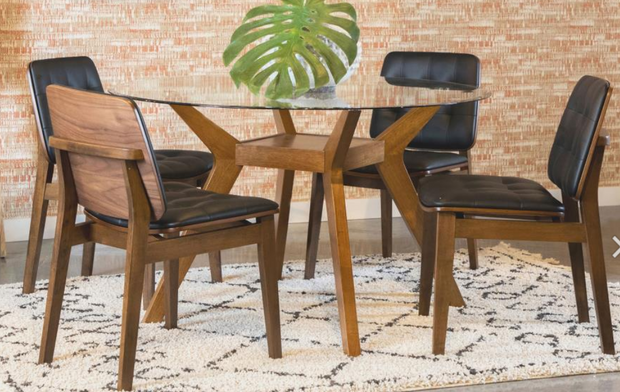 Paxton 5-piece Round Glass Top Dining Table Set