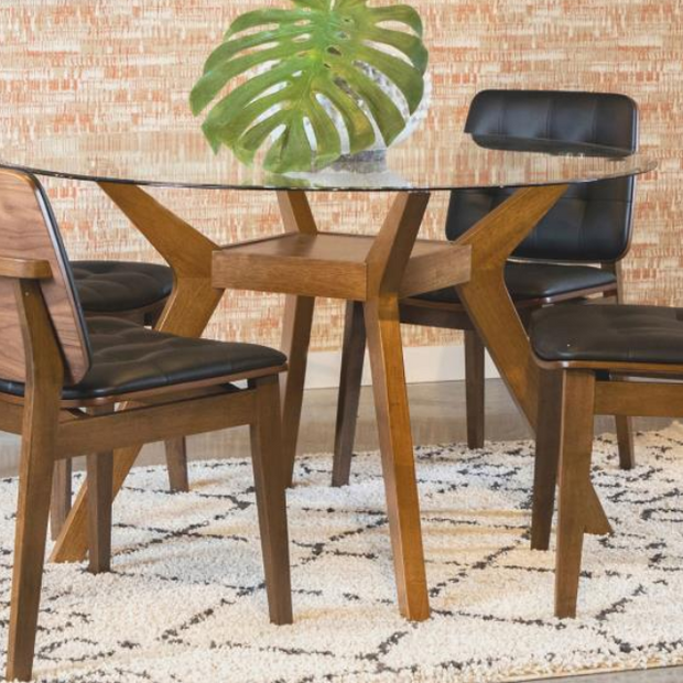 Paxton 5-piece Round Glass Top Dining Table Set