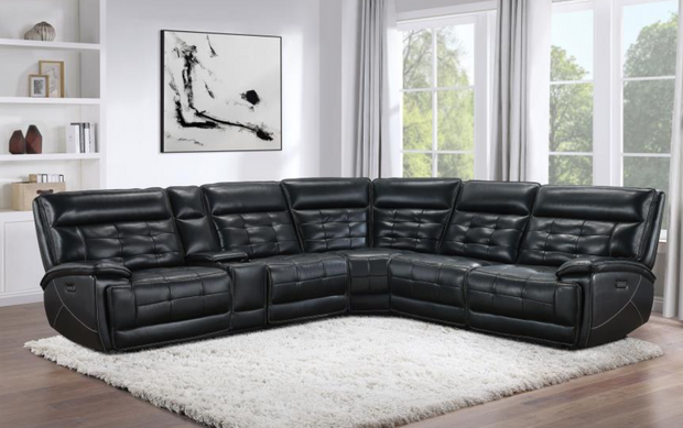Hewitt Leather Dual Power Reclining Sectional Sofa