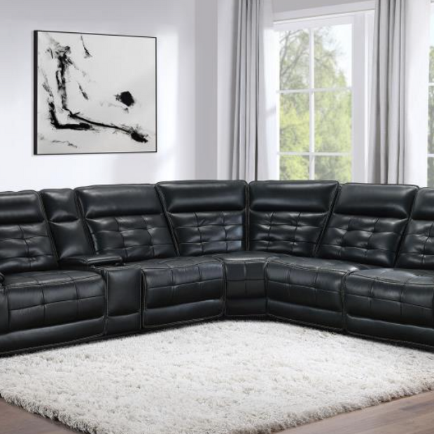 Hewitt Leather Dual Power Reclining Sectional Sofa