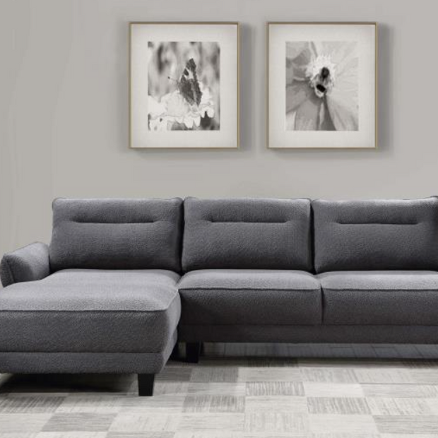 Caspian Upholstered Curved Arm Chaise Sectional Sofa