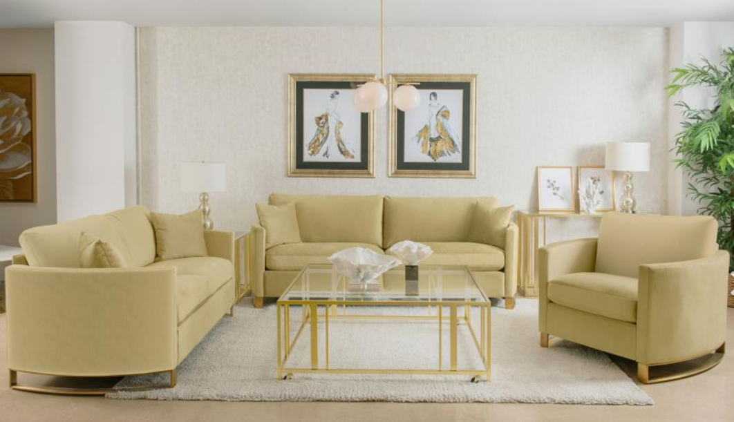 Jeane 3-piece Velvet Upholstered Sofa Set