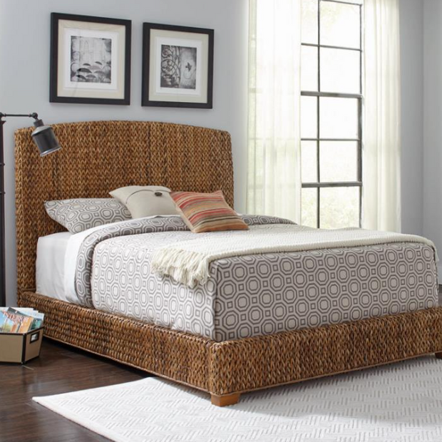 Laughton Banana Leaf Eastern King Panel Bed