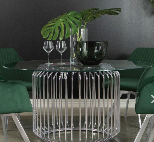 Veena 5-piece Round Glass Top Dining Table Set