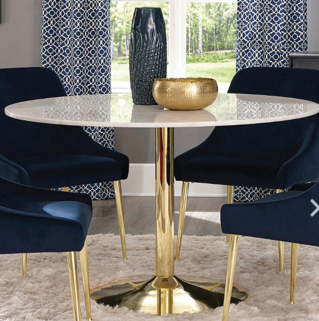 Kella 5-piece Round Marble Top Dining Set