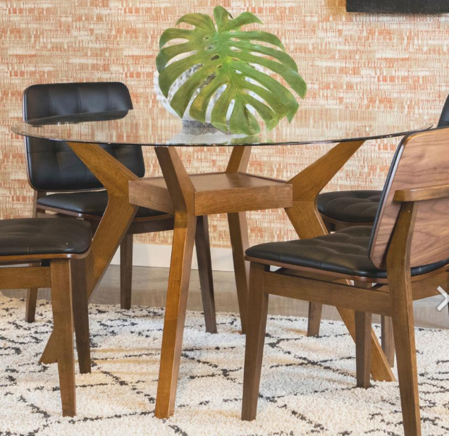Paxton 5-piece Round Glass Top Dining Table Set