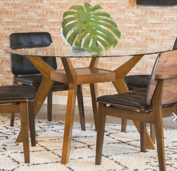 Paxton 5-piece Round Glass Top Dining Table Set