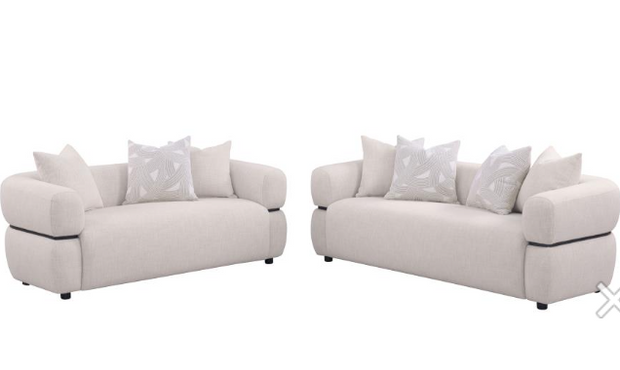 Jeanette 3-piece Fabric Upholstered Round Arm Sofa Set
