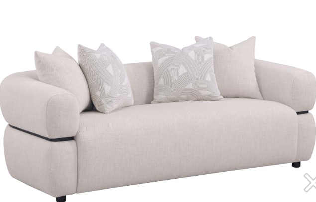 Jeanette 3-piece Fabric Upholstered Round Arm Sofa Set