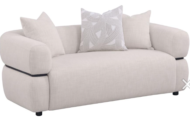 Jeanette 3-piece Fabric Upholstered Round Arm Sofa Set